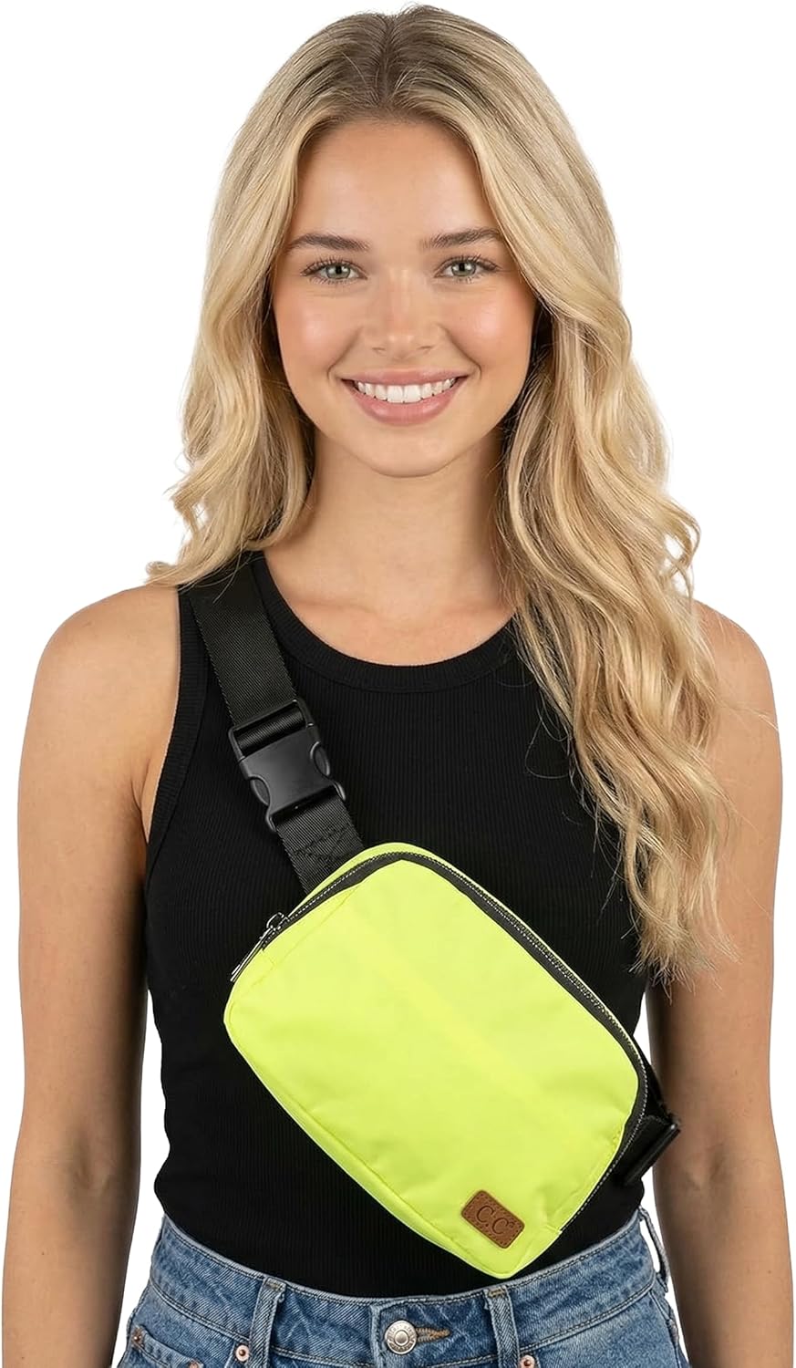 Funky Junque Crossbody Bag Sling Belt Stadium Waist Fanny Concert Bag: Solid - Neon Lime