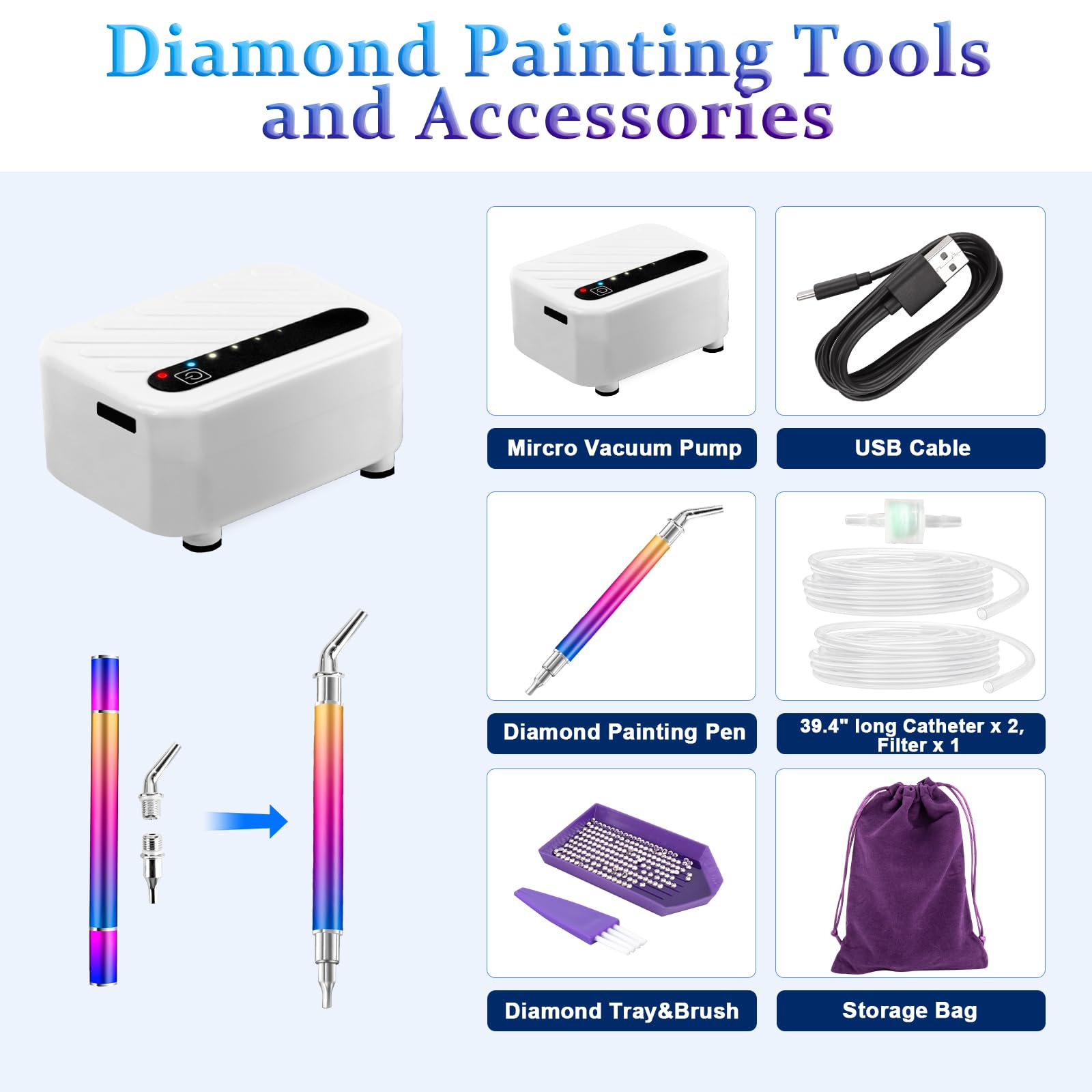 Stylo Diamant Électrique Sous Vide – Sans Fil, Rechargeable, Silencieux – Pour Paint By Diamonds, 3 Niveaux D’Aspiration - 6