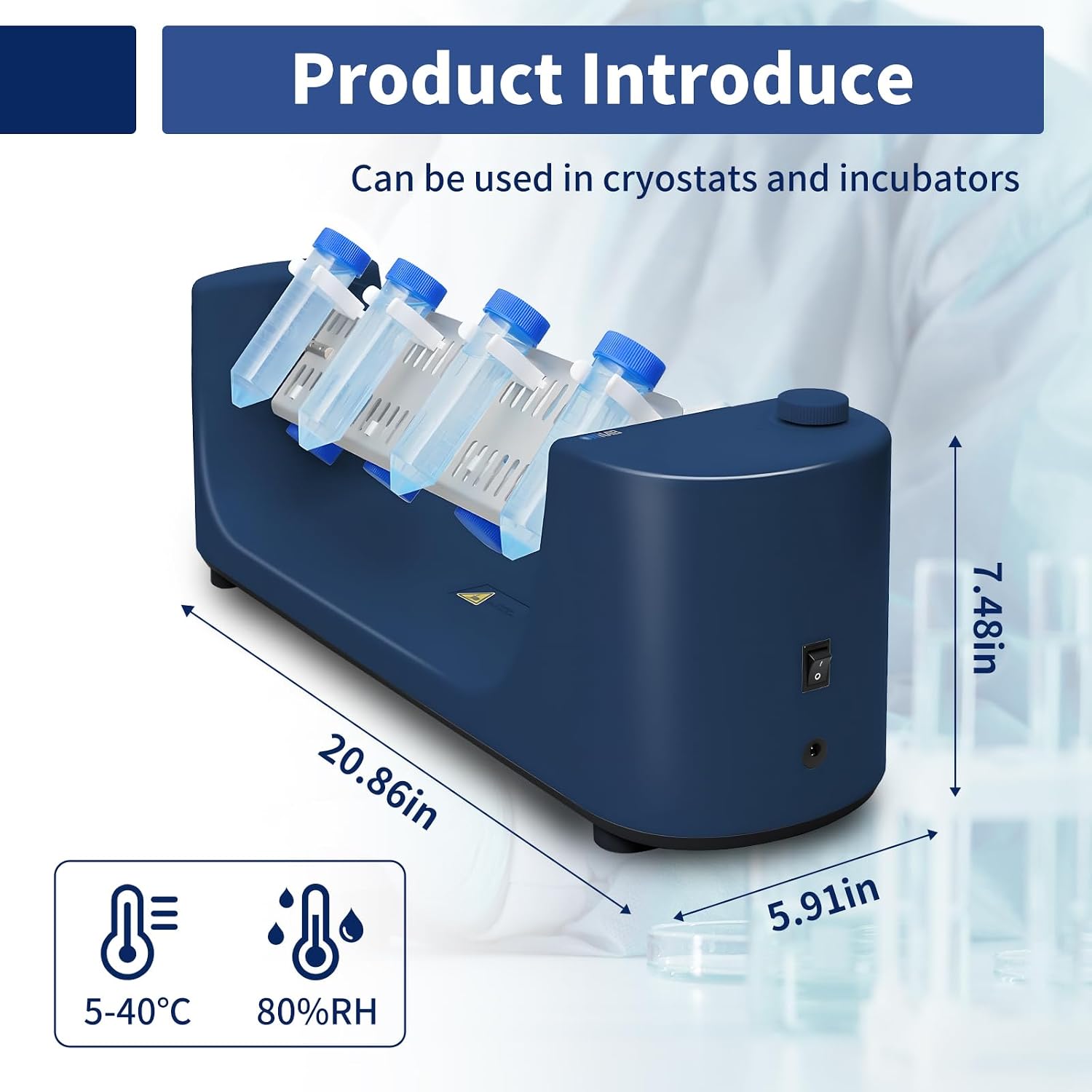 Rotisserie Tube Rotator Mixer, Adjustable Speed from 0 to 80 RPM, Continuous Mode Tube Roller Mixer for 1.5 ml, 15ml & 50ml Tubes, Easy and Homogeneous Mixing of Samples