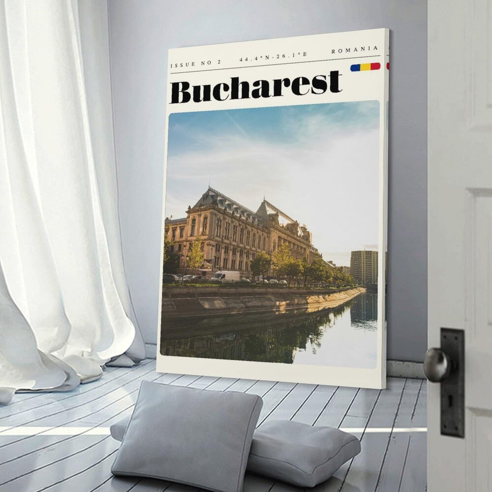 Junmoney Bucharest Romania Travel Art Canvas Art Print, 24x36inch(60x90cm), for Hallway, Bedroom Or Modern Interiors, A Wall Art Gift for Fresh Interiors