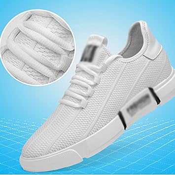 AIRFUL Men's Elevator Shoes, 2.36'' Fashion Lift Trainer Invisible Height Increasing Shoes Casual Raised Athletic Sports Shoes (Color : White, Size : 9 UK)
