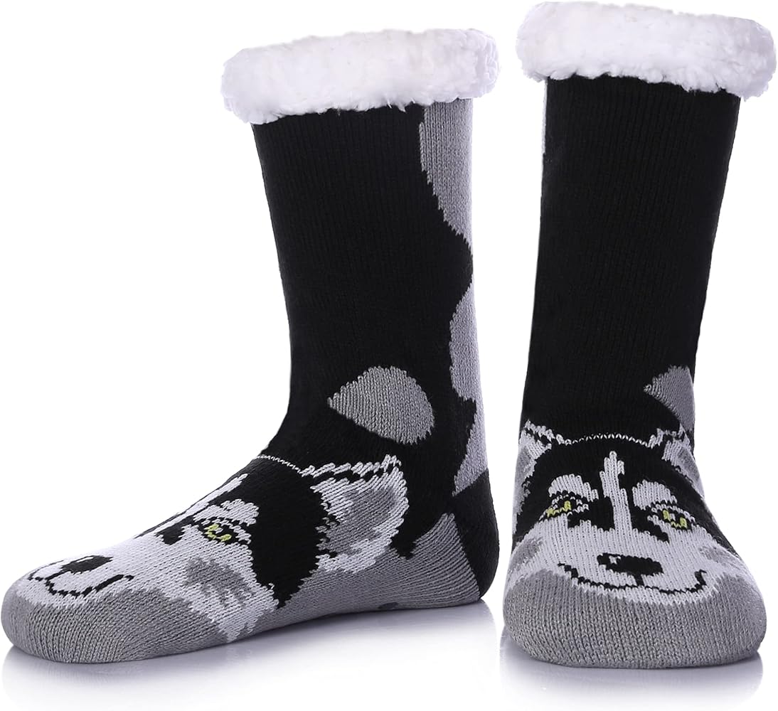 Mens Warm Non Slip Slipper Socks ,Fleece Lined Winter Fuzzy Socks - View #3
