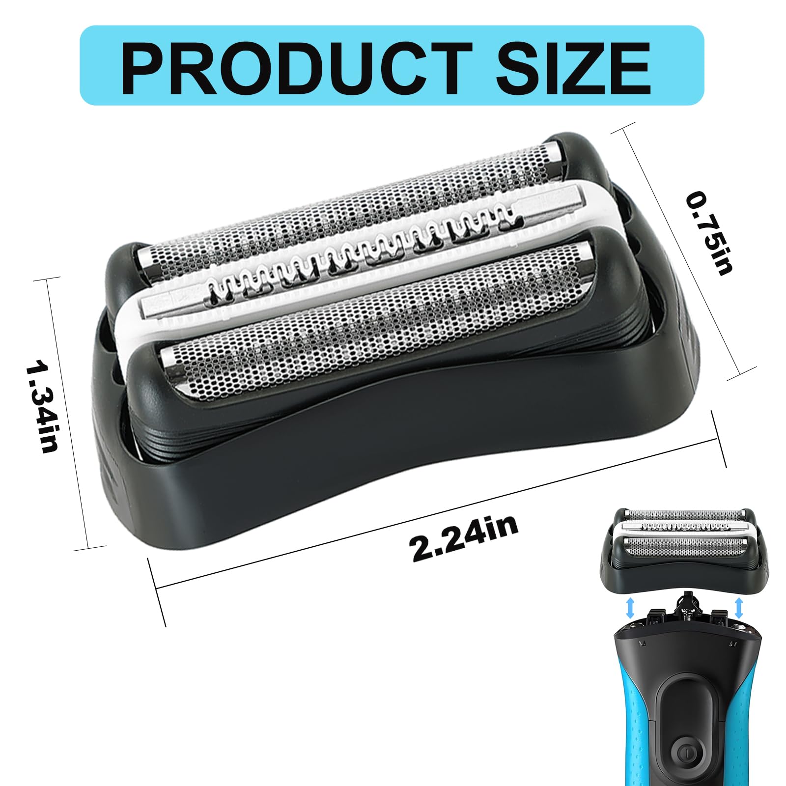 Series 3 32B Shaver Replacement Heads Compatible With Braun Series 3 32B - Fits Models S3 3040s, 3000s, 3050cc, 3010s, 3070cc, 3080s, 3090s, 310s