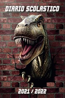 Diario scolastico 2021 2022: Agenda scolastica per i compiti | 2 giorni per pagina | Da settembre 2021 ad Agosto 2022 | Scuola, college, liceo e studenti | Dinosauro Trex