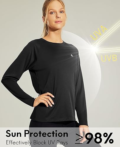 Miniatura 2 de Haimont Camisetas atléticas de manga cortalarga para mujer, protección solar UPF 50+, secado rápido, para entrenamiento, correr, absorben la humedad
