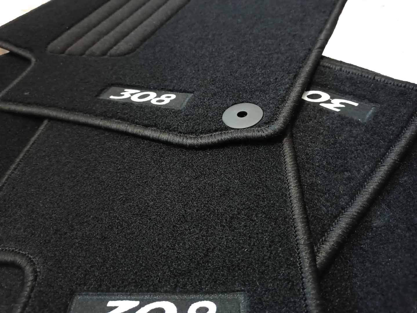 Alfombrillas para 308 II 2013-2017 Juego Completo - alfombras a Medida - Todos los Modelos - Anclajes Originales (308 II GTI hasta 2017)