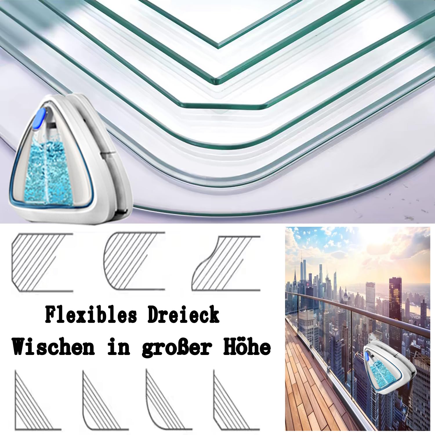 Hooha Fensterputzer Magnetisch Double Side Magnetic Fensterreiniger Einfachverglasung Doppelverglasungen Glasreinigungswerkzeuge mit Sicherheitsseil Speicherbarem Wasser3-8/8-15/15-26/25-35mm(3-8mm)