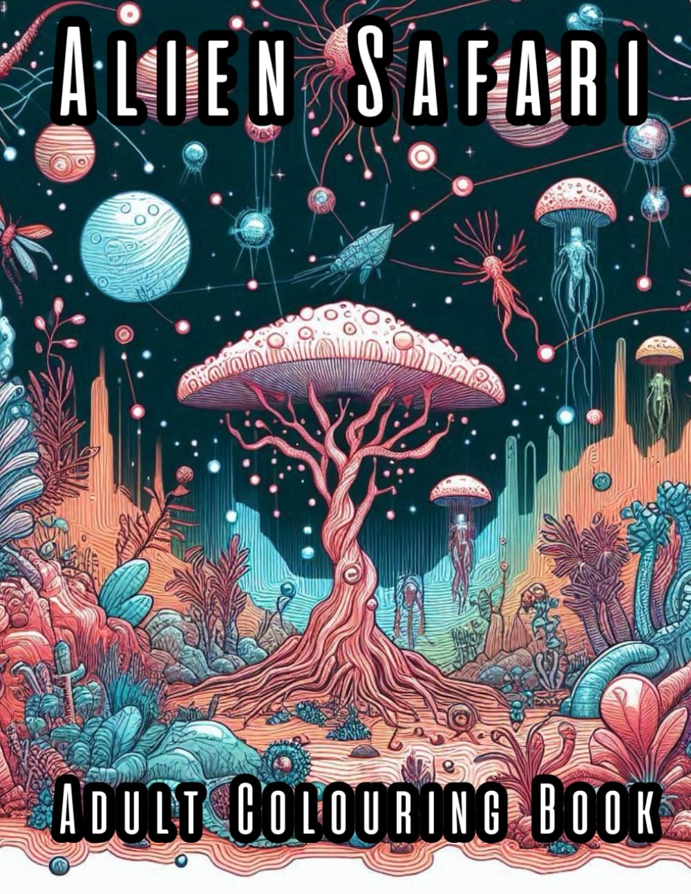 Alien Safari: An Adult Coloring Book of Bizarre Extraterrestrial Wildlife: Explore Strange Planets & Color Unique Alien Creatures – Relaxing Sci-Fi Art for Stress Relief & Creativity