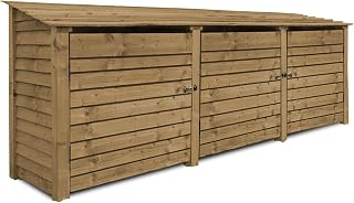 Rutland County Garden Furniture Empingham 4ft Tall Log Store/Garden Storage Heavy Duty Pressure Treated Timber With Forward Sloping Roof (Solid Log Store With Door, Rustic Brown)