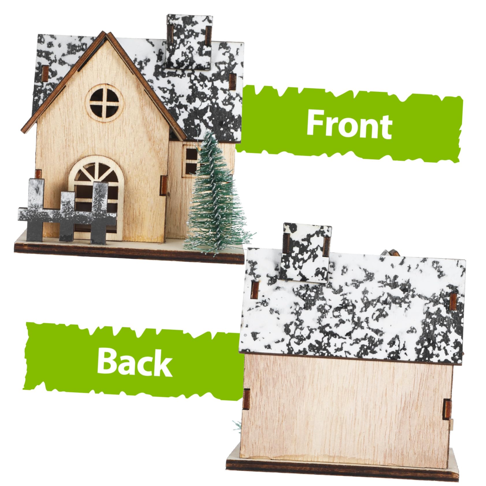 KOMBIUDA 3pezzi Casetta di Natale in Legno Set di Villaggio Natalizio Mini Case di Legno Decorazioni per Tavolo Case Illuminate
