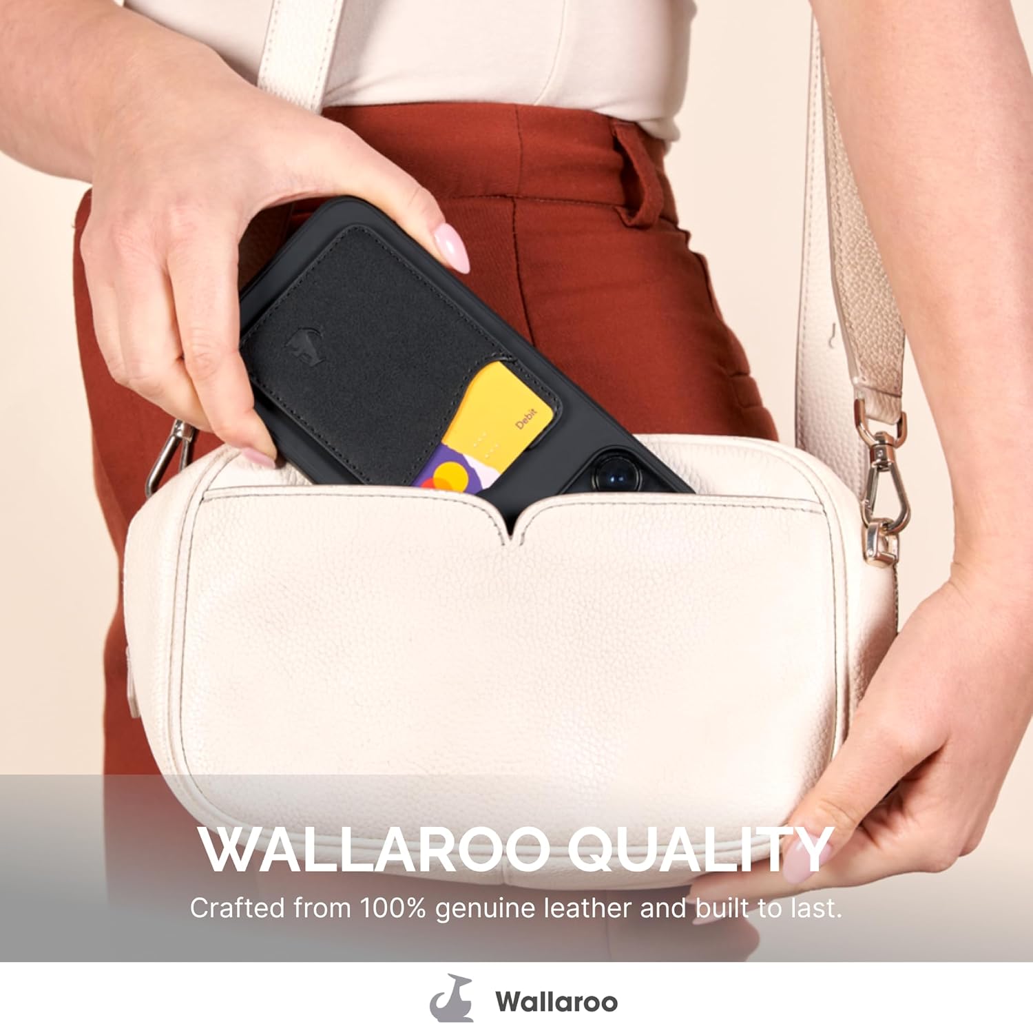 Wallaroo Premium Leather Cell Phone Wallet Stick On - Android and iPhone Wallet and Card Holder for Women and Men - Durable with Non-Slip Lining Secures Up to 3 Cards - Image 5