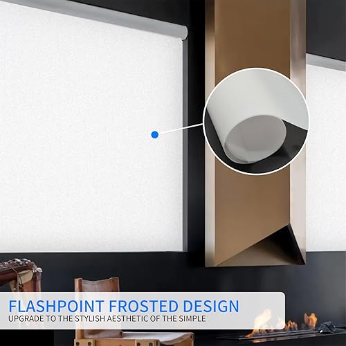 Miniatura 7 de DERZGAO Película de privacidad esmerilada blanca para ventana bloqueo solar ventanas de vidrio baño hogar oficina habitación puerta extraíble no