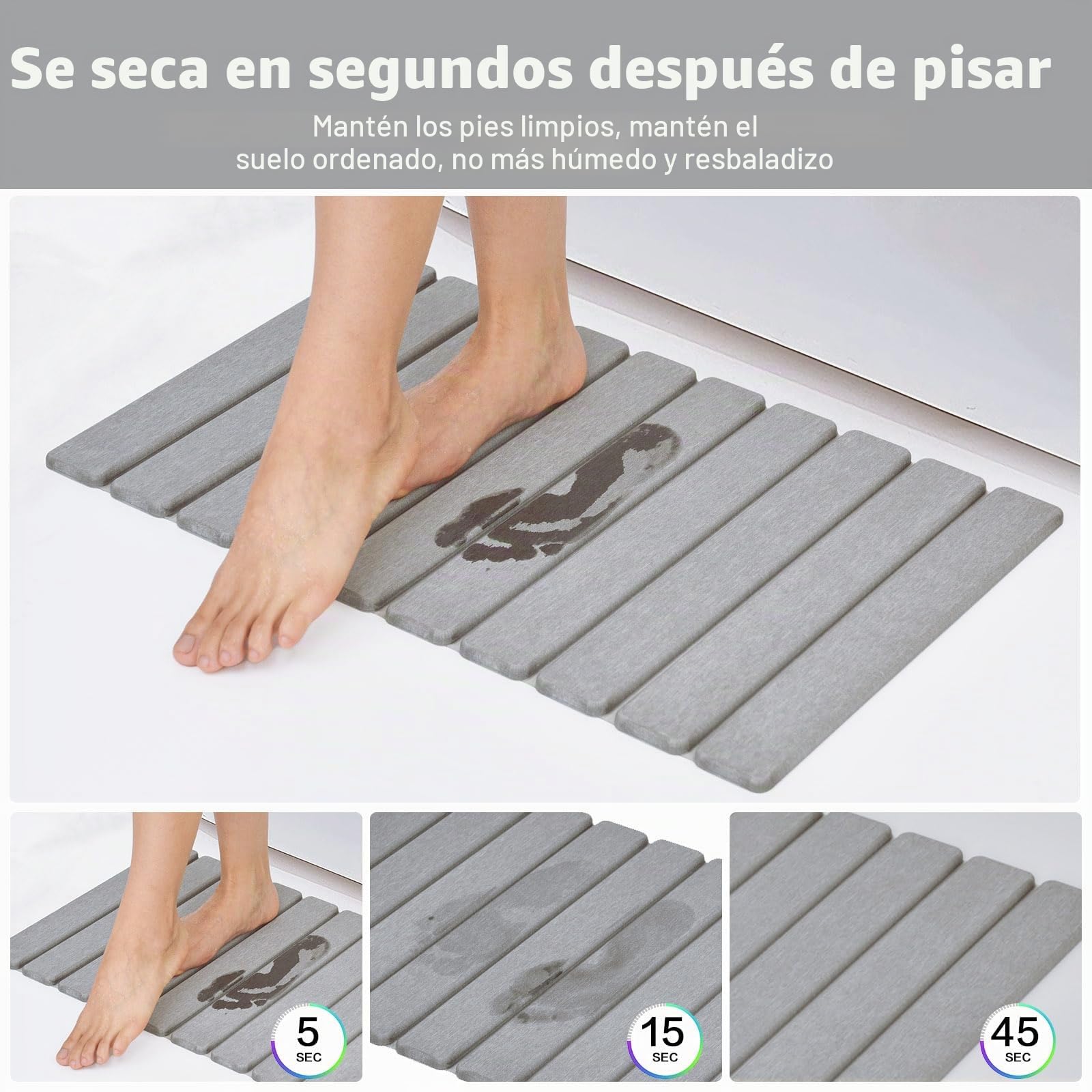 KEYCHAD Tapete de baño Plegable de Piedra, Antideslizante de Tierra de diatomeas, Gran Capacidad de absorción, Secado rápido, tapete Natural para baño, Puerta del hogar y Dormitorio, 23.4 x 15.4 | Secado rápido, súper absorbente, antideslizante, moderno t