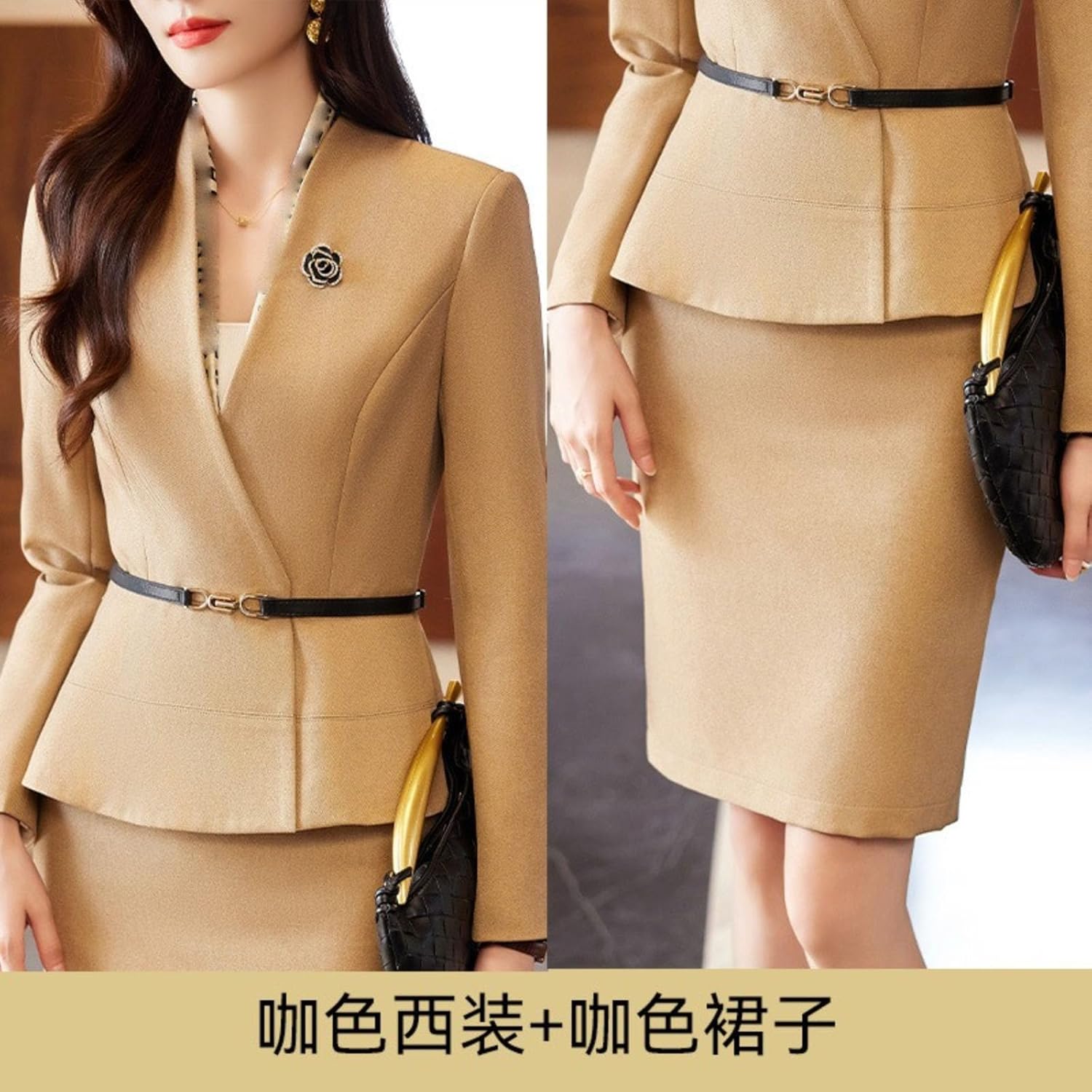 Women's Spring Fall Pencil Skirt Suit Set for Office Workwear