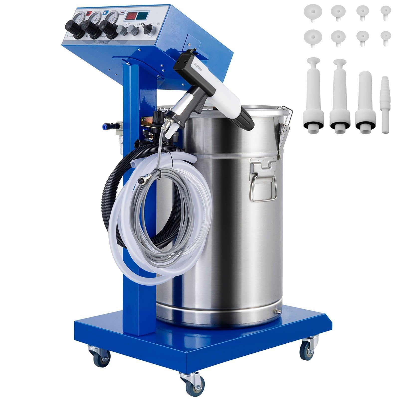 Macchina di verniciatura a polvere elettrostatica 45L 50W con verniciatura a spruzzo di polverizzazione 450g per minuto Wx-958 Sistema di rivestimento in polvere