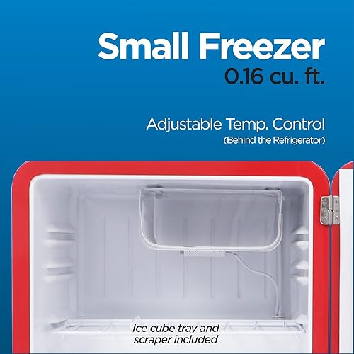 Miniatura 4 de Commercial Cool Refrigerador retro de 1.6 pies cúbicos, estilo vintage, con 1 estante de alambre deslizante y almacenamiento de contenedor,