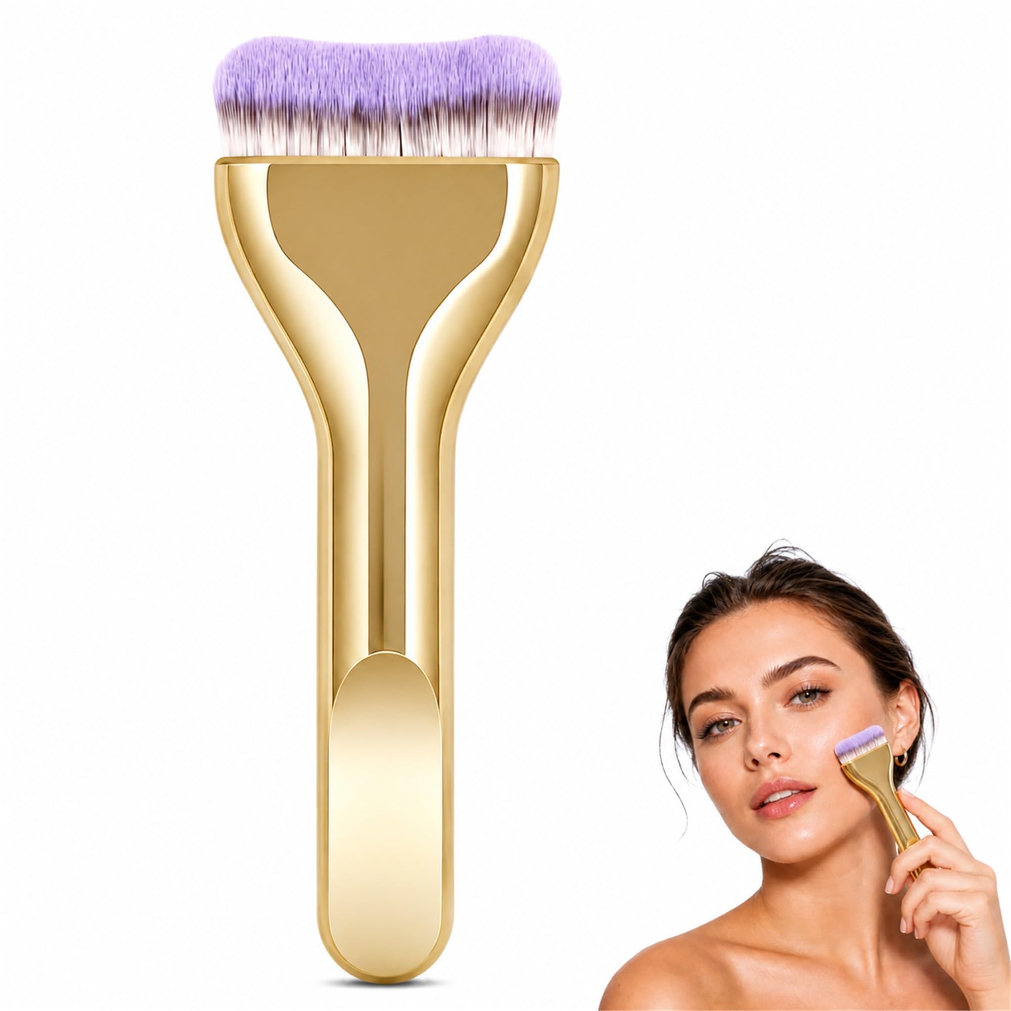Brocha Facial Dorada con Cerdas Suaves para Base y Mascarillas Spa - imagen 1