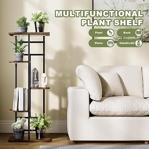 Miniatura 7 de Soporte para plantas de interior con luces de crecimiento, estante alto de 5 niveles para plantas, estantes de esquina para plantas, soporte para