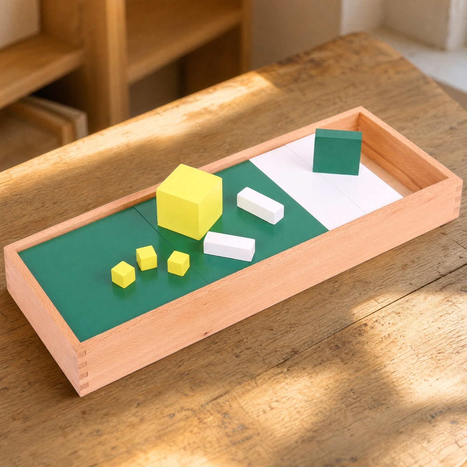 Manipulativo Matemático Child-Centered con Bandeja Apilable Material Matemáticas con Cubos y Prismas Táctil Juguete Educativo para Guarderías