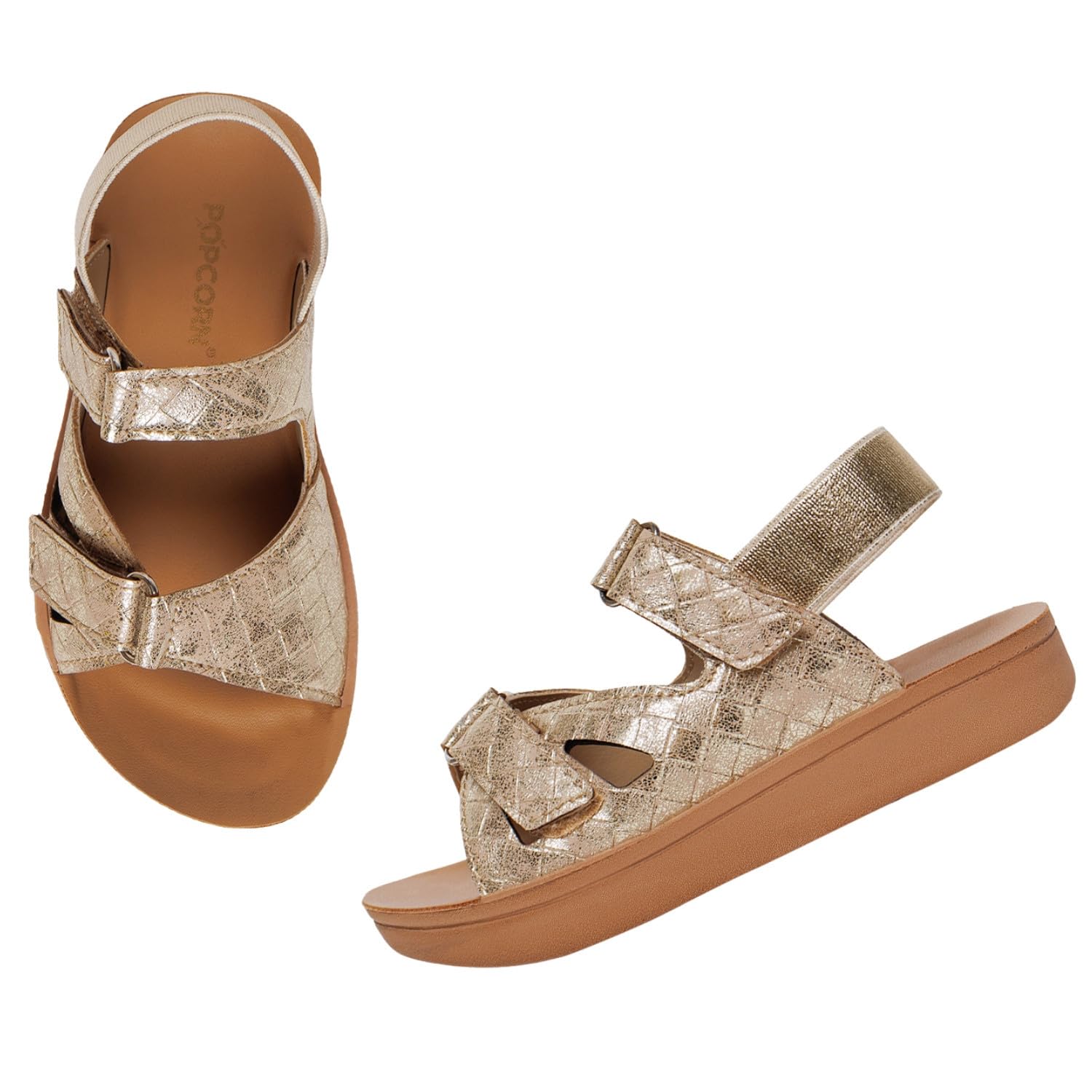 POPCORN Girls Fashion Golden Sandals - Lightweight with Cushioned Support, Durable Construction, Ideal for Stylish and Comfortable Wear | 10 UK (B0D3M2PW97) Amazon Price History, Amazon Price Tracker