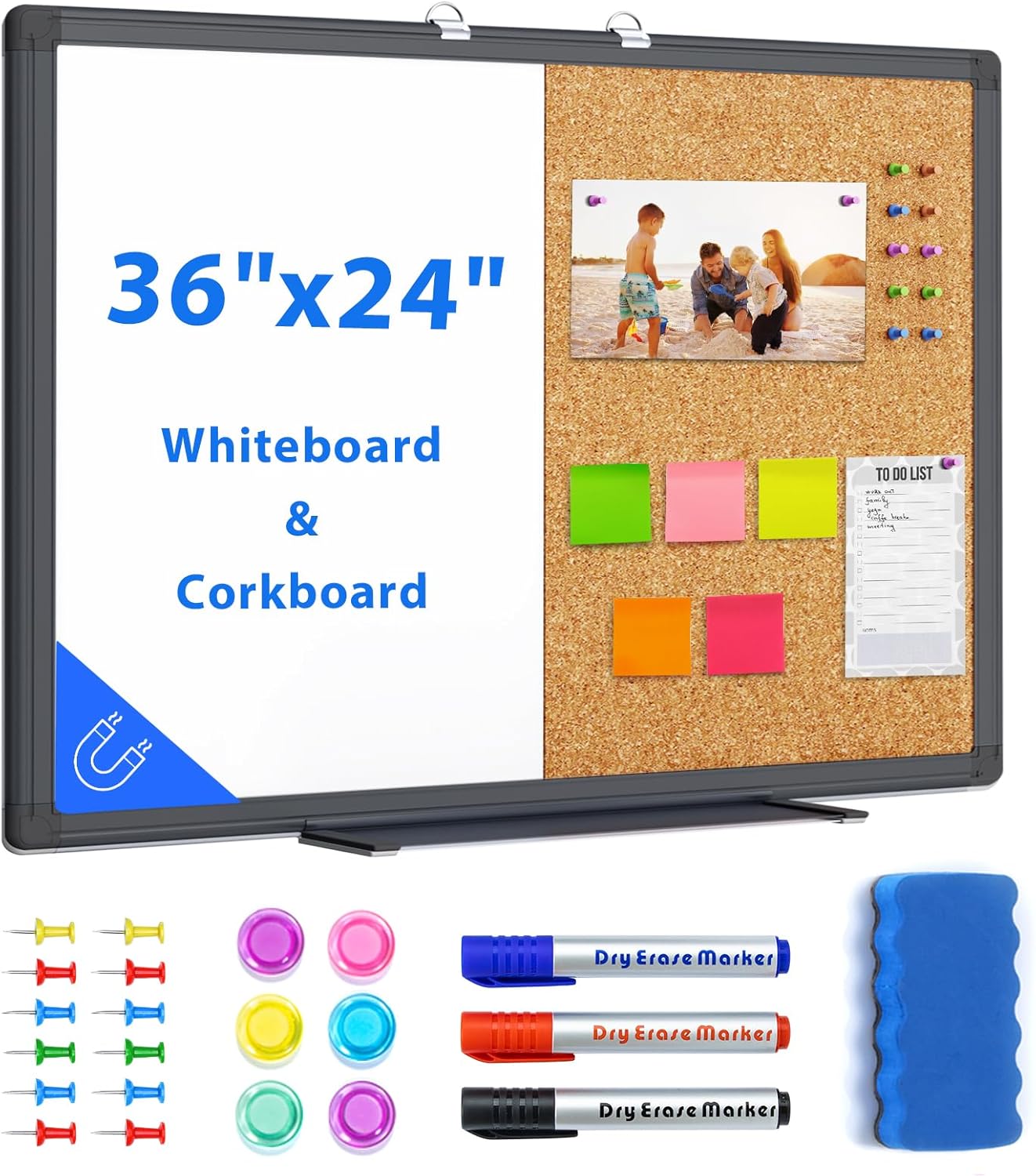 maxtek Combination Board, 36 x 24 Magnetic Whiteboard & Cork Board, Dry Erase Board Bulletin Combo Board for Home Office Classroom, 3′ x 2′ Wall Mounted Memo Message Board maxtek Combination Board, 36 x 24 Magnetic Whiteboard & Cork Board, Dry Erase Board Bulletin Combo Board for Home Office Classroom, 3′ x 2′ Wall Mounted Memo Message Board