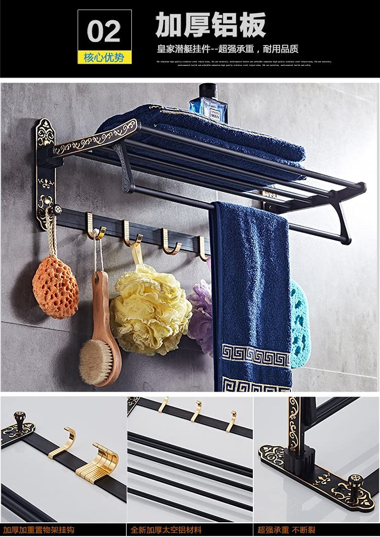 Bagno Portasciugamani Portasciugamani da Bagno Portasciugamani Alluminio Spaziale Nero Oro Portasciugamani da Bagno Set portasciugamani È così Gentile da Parte Tua