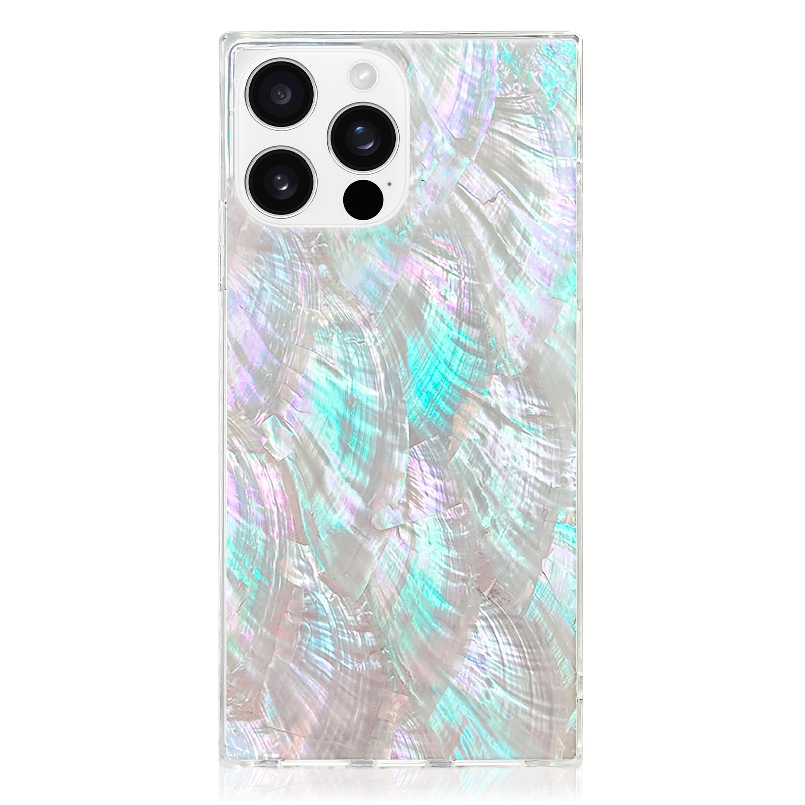 FLAUNT Official Square Protective Case - Compatible with iPhone 16 Pro Max - Compatible with MagSafe & Wireless Charging - Drop-Tested & Shockproof - (Mother of Pearl)