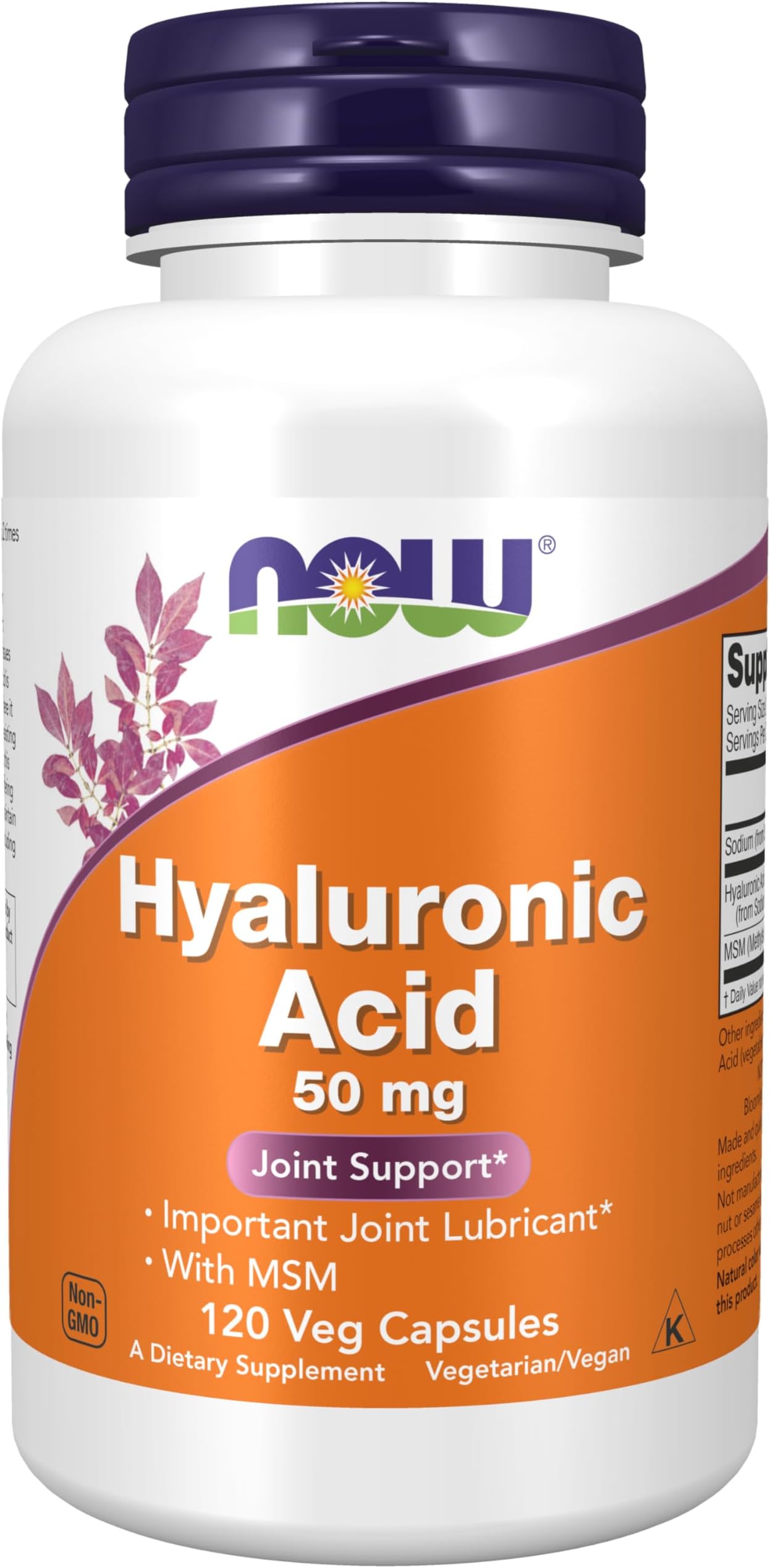 Supplements, Hyaluronic Acid 50 mg with MSM, Joint Support*, 120 Veg Capsules