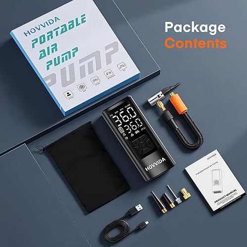 Miniatura 9 de Compresor de aire portátil para inflador de neumáticos, bomba de bicicleta inalámbrica de 150 PSI (10.3 bar) 5V, inflado rápido, apagado automático,