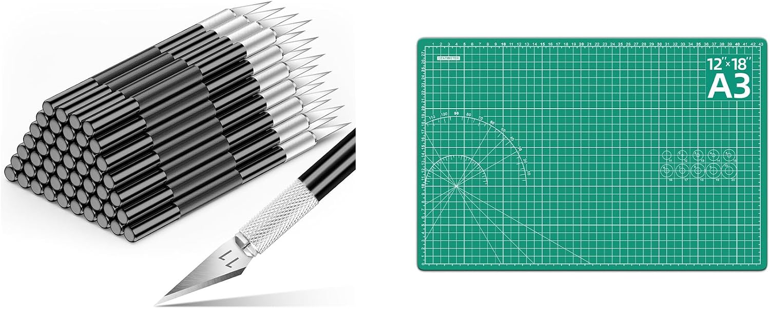 DIYSELF 50-Piece Exacto Knife and Cutting Mat 12in×18in