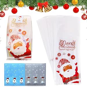 150 Weihnachtstüten 13x27cm Mit Kabelbindern - Transparente Geschenktüten Für Süßigkeiten