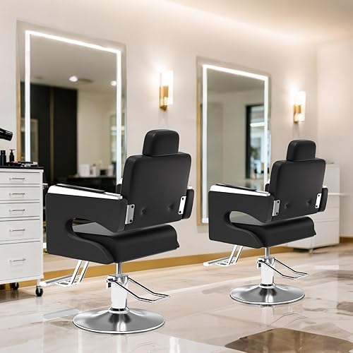 Miniatura 5 de Cuute Silla de salón para estilista, silla de peluquero con bomba hidráulica resistente, silla de estilista giratoria de 360 grados, equipo de