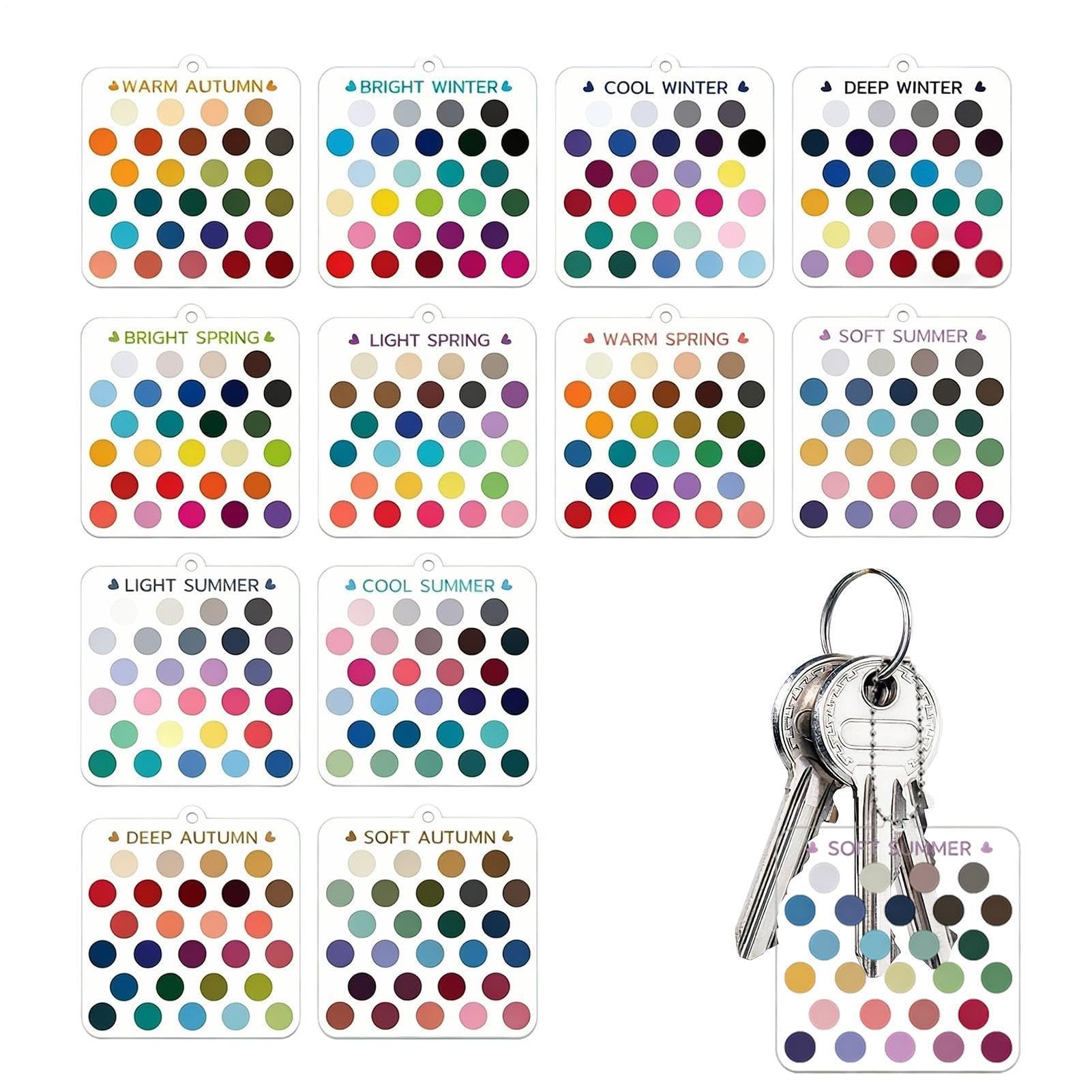 Cartes de palette de couleurs acrylique 12 pièces – Guide de garde-robe saisonnier portable, échantillons de style professionnels