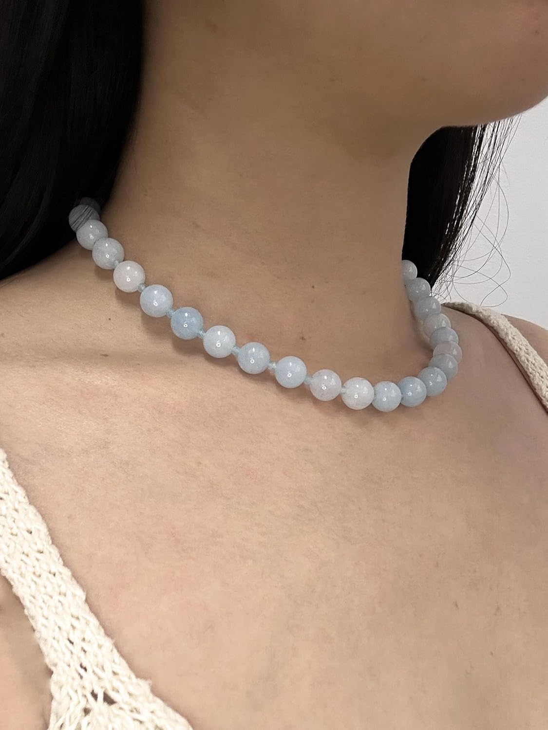 ビーズネックレス 女性用 ボーホー クリスタル ビーズ 天然石 チョーカー ネックレス ハンドメイド チャーム ネックレス