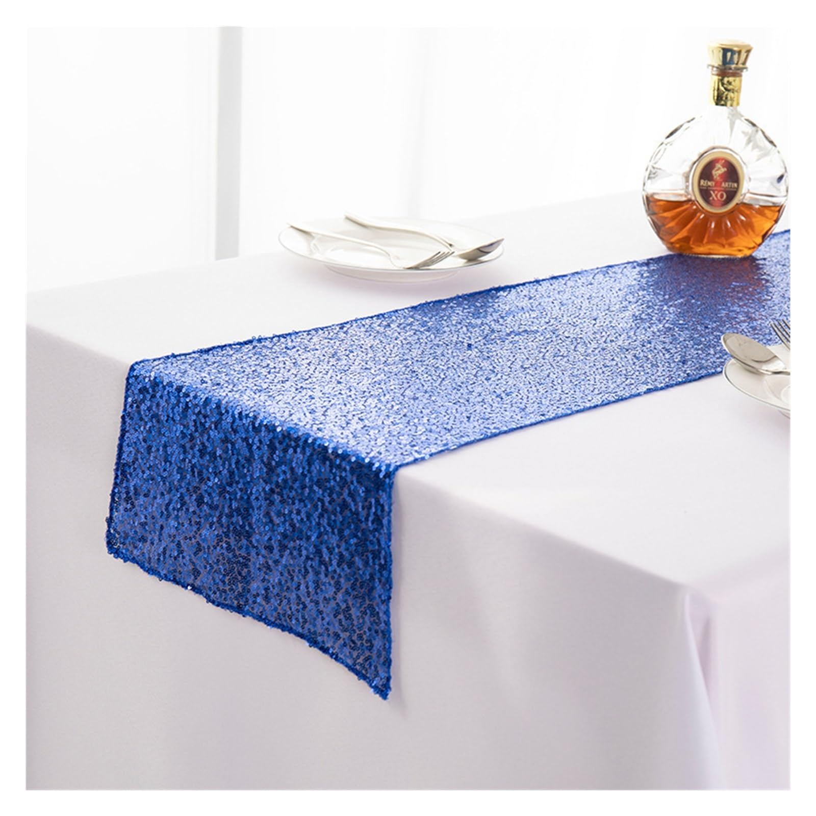 Disco Table Runner 1 Pieces Sequin Table Runner Glitter Dining for Birthday Bachelorette Holiday Celebration(Royalblue,30x120cm)
