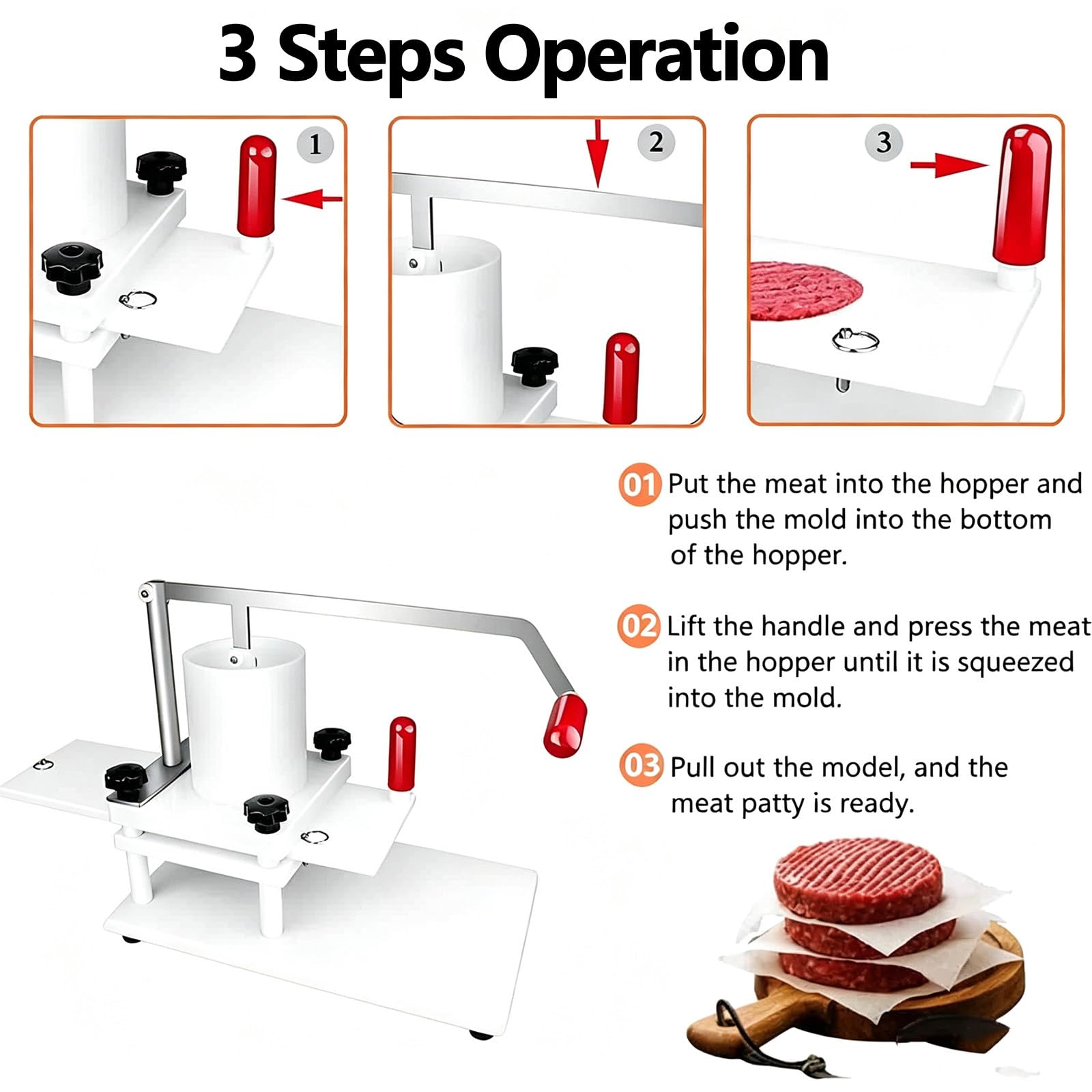 Stampo per hamburger e tortine, 110 mm, con attacco in acciaio inox, per hamburger e ristoranti, ideale per polpette dalla forma perfetta