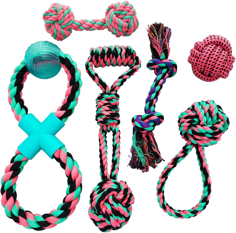 Otterly PetsVibrant Colors Dog Rope Toy Set for Medium and Small Dogs - 6-Pack - Ideal for tug-of-war Fetch and Exercise, Aggressive chewers