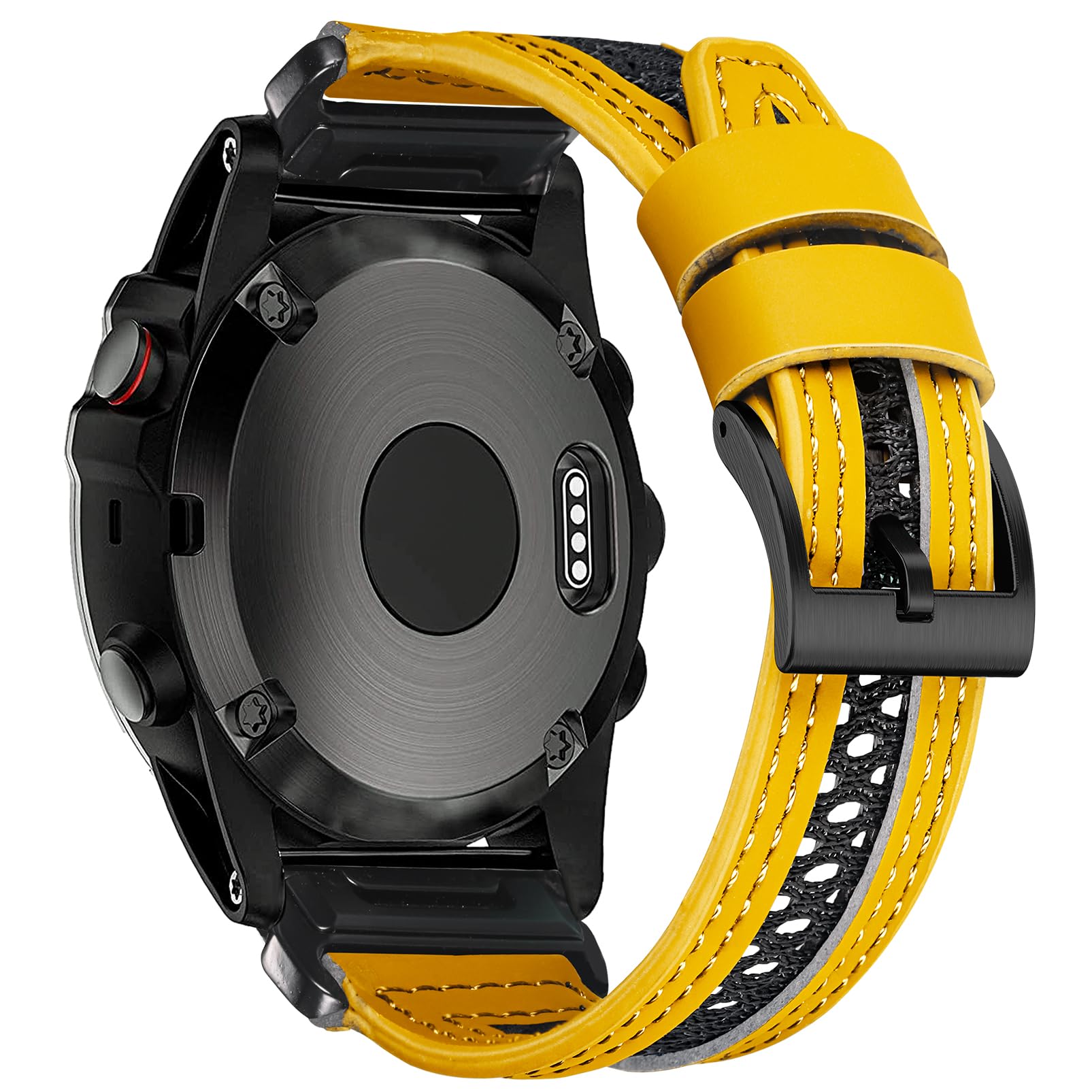 Correa de nylon de cuero de 22mm compatible con Garmin Fenix 8 AMOLED 47mm/Fenix 7/7 Pro/ 6/6 Pro/5/5 Plus/Instinct 3 Transpirable | Deportiva para exteriores y de uso diario Muñequera para hombre