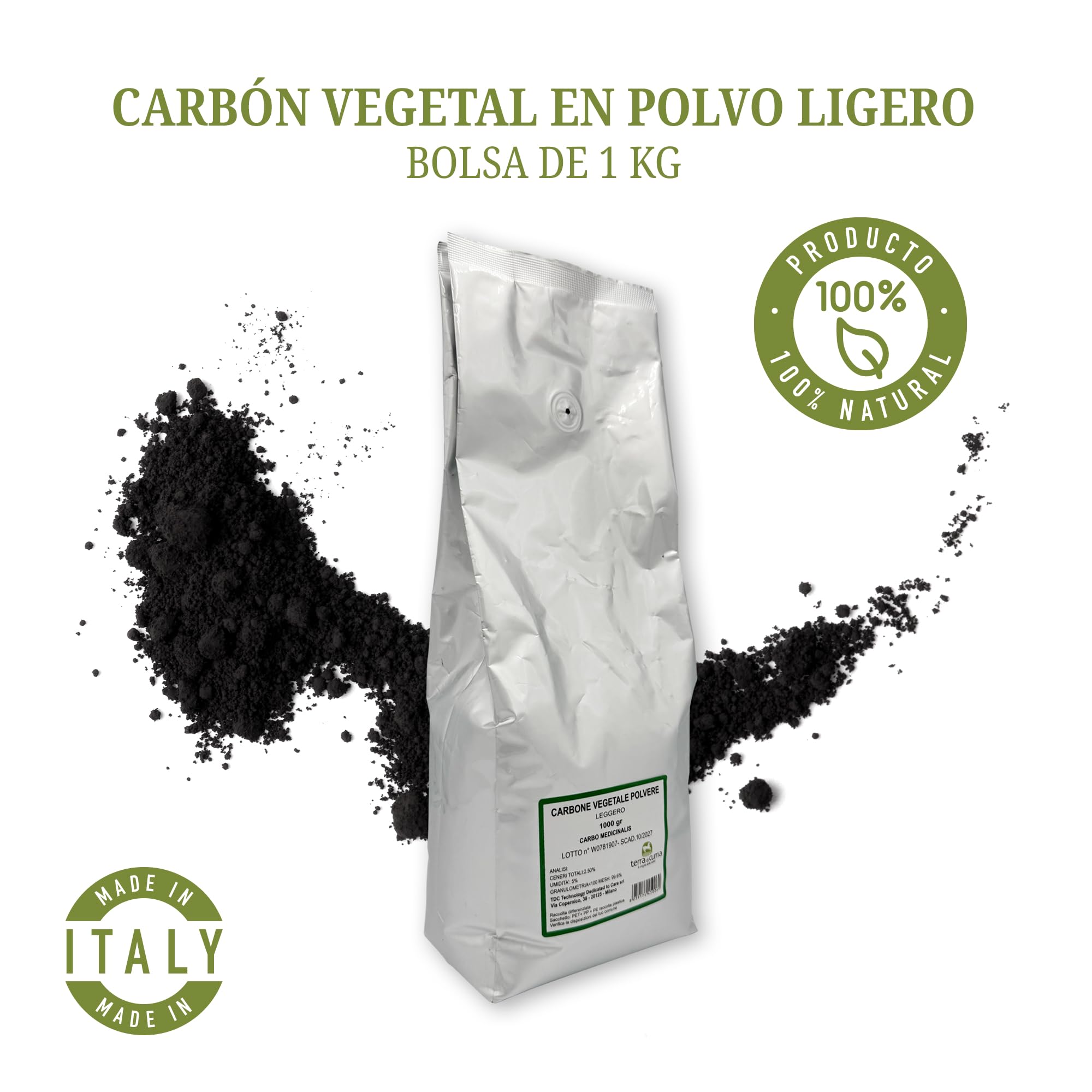 Terra Hiker - Tierra de Cuma Carbón Vegetal, 1 kg