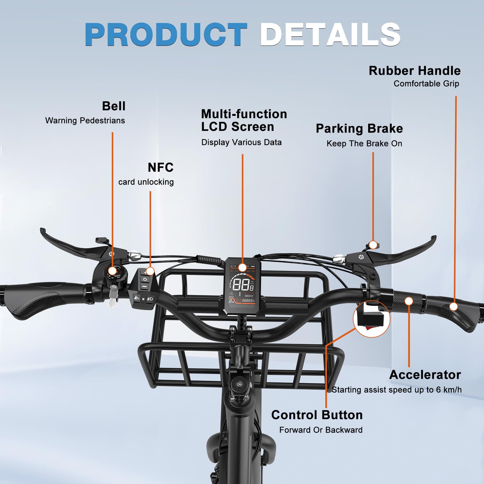 20 Zoll E Bike Dreirad, 48V 18AH abnehmbare Batterie, NFC-Entriegelung, Vorwärts- und Rückwärtsgang, mit Fettreifen, Scheinwerfer, Lastenfahrrad, Tragfähigkeit 200 kg