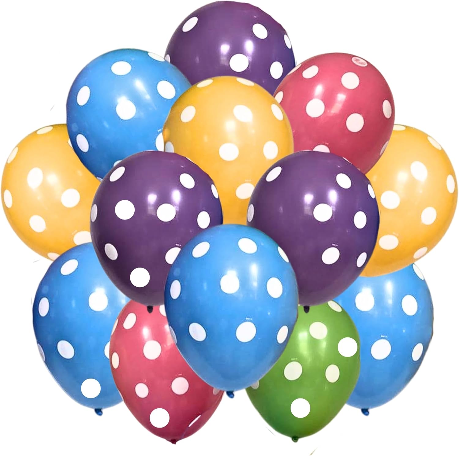 PMU 100Pcs Polka Dot Balloons - Multicolor Small Easter Balloons for Easter Decorations, Birthdays, Weddings, Christmas Anniversaries & Party - 11 Inch Crystal Red & Sapphire Blue