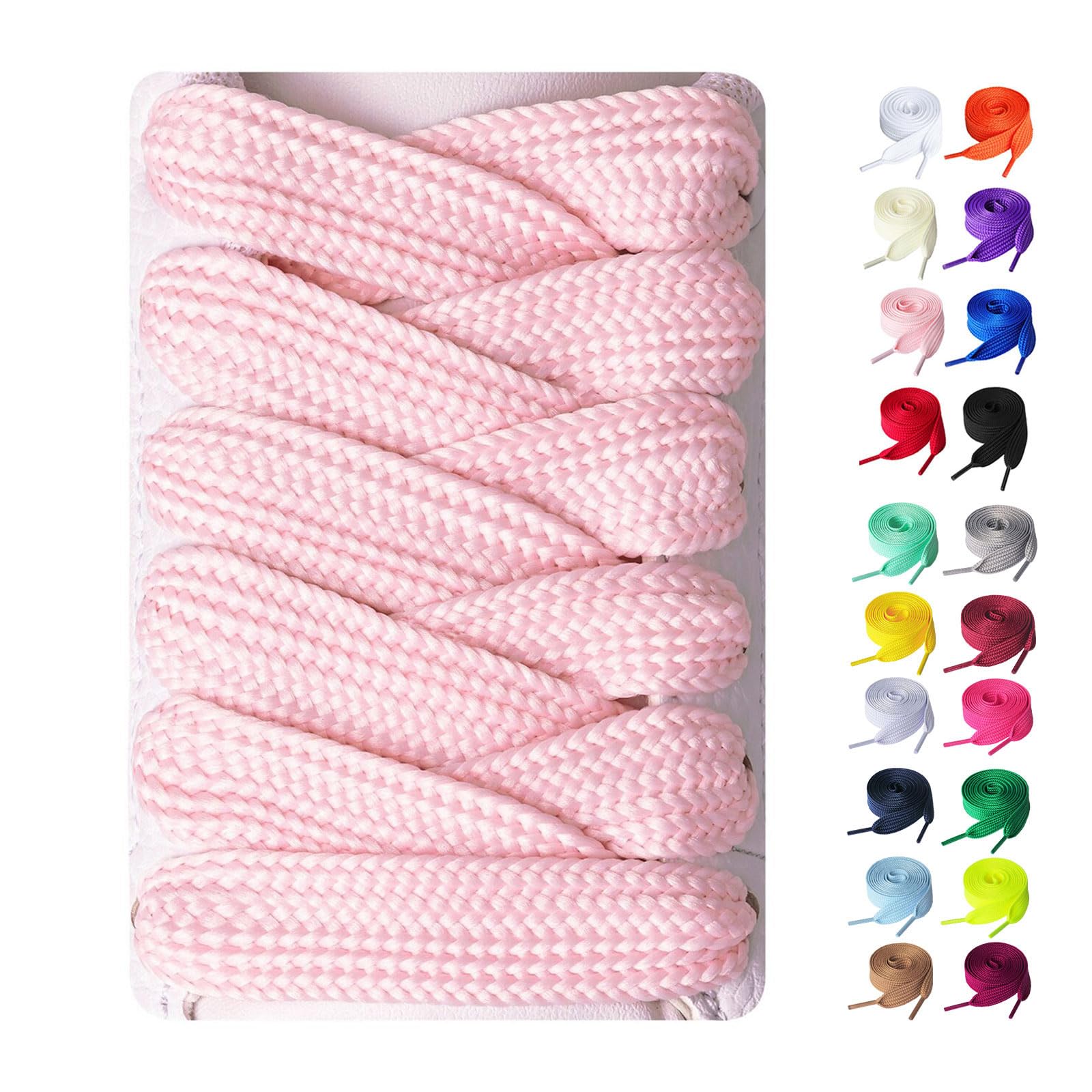 Booyckiy 2 Pairs Fat Sneakers Shoe Laces, 15mm Wide Athletic Shoelaces