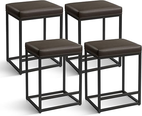 Miniatura 42 de MAISON ARTS Juego de 3 taburetes de bar de 24 pulgadas de altura de mostrador para encimera de cocina, taburetes de bar modernos tapizados 3 pcs