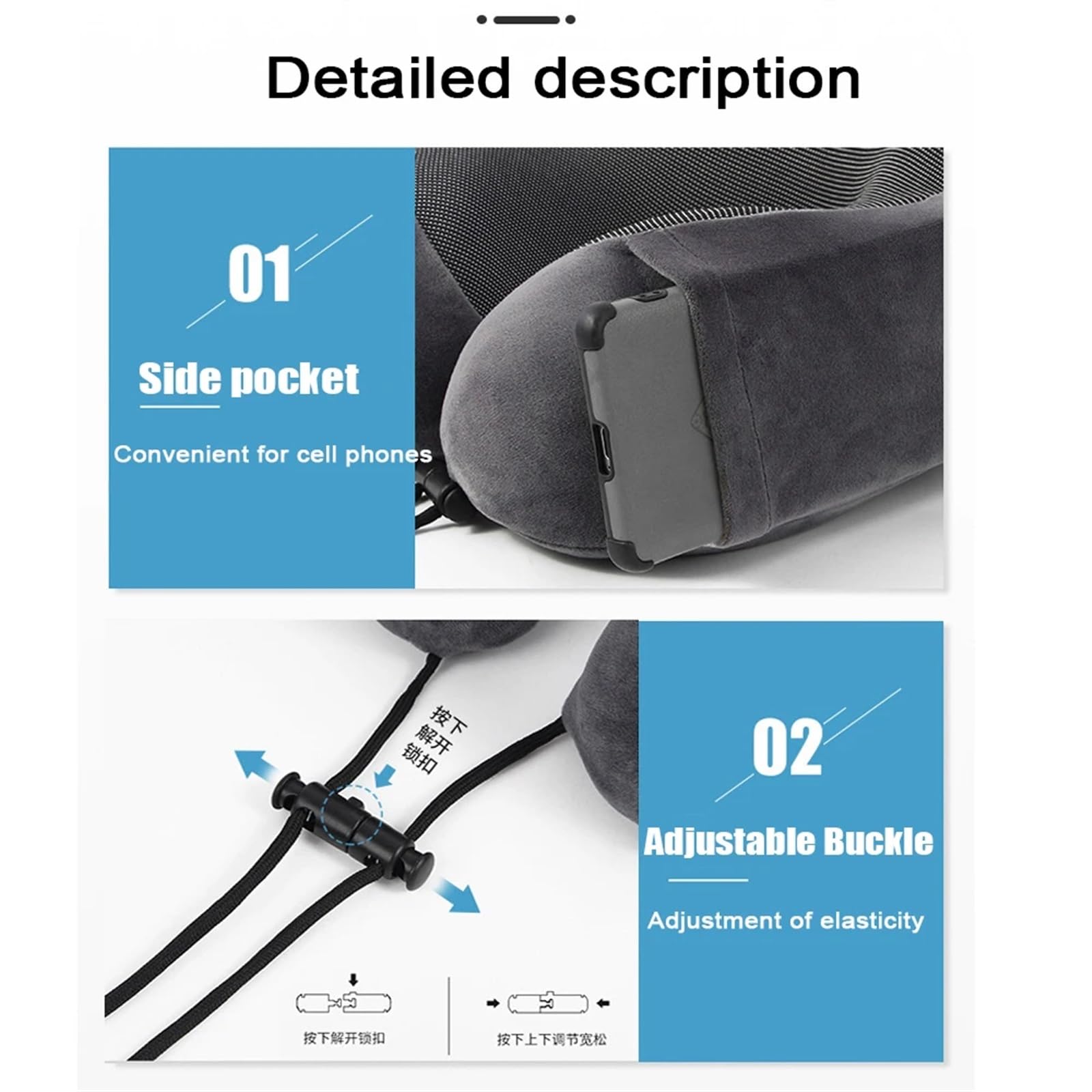 Poduszka podróżna z płaskim oparciem, pianka z pamięcią kształtu, poduszka pod kark, do podróży, miękka i ergonomiczna, podróżna, poduszka pod kark, dla dorosłych, do odpoczynku w locie, pociągów,