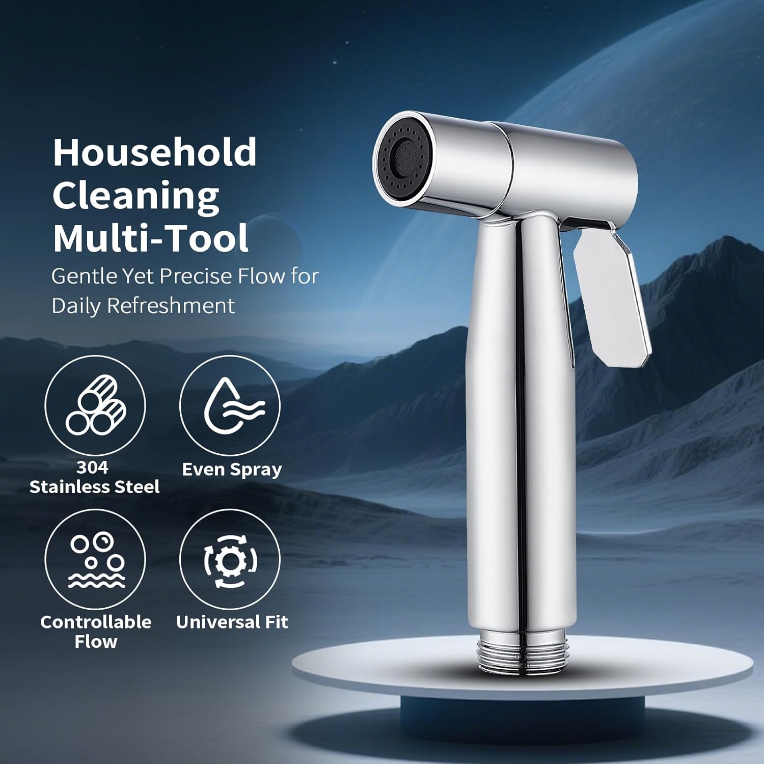 BARROCK 2 Pack Bidet Sprayer Head Only, Stainless Steel Handheld Shattaf Jet Spray for Toilet, Baby Cloth Diaper Sprayer with Adjustable Water Pressure Control, Chrome