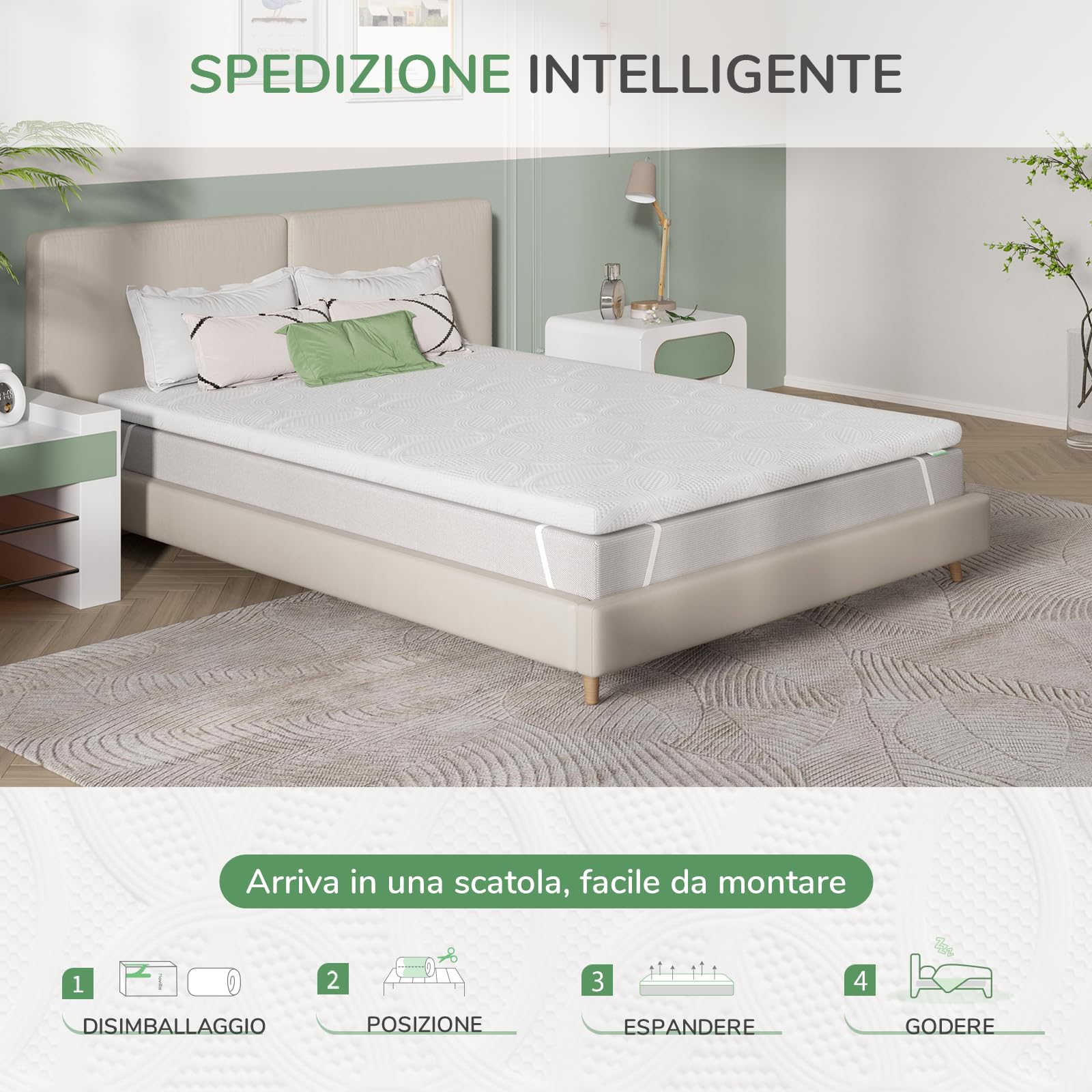 Novilla Topper 160x190, Topper Matrimoniale in Memory Foam e Schiuma Traforata Comfort 5cm，Tessuto Traspirante e Delicato Sulla Pelle con Elastiche Antiscivolo, Sfoderabile e Lavabile Oeko-TEX