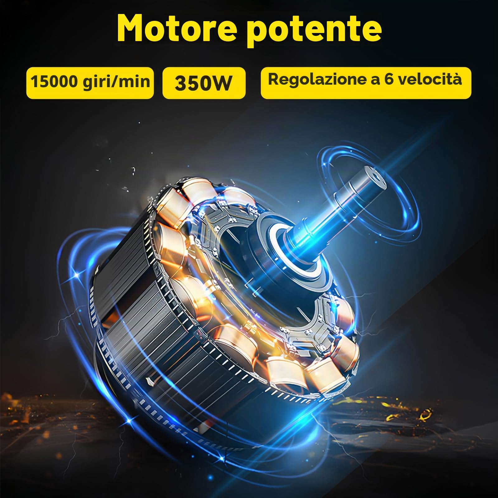 Smerigliatrice diritta professionale 350 W, levigatrice lucidatrice per piastrelle, elettrico a 6 velocità 15000 giri/min, pinza Ø3 mm