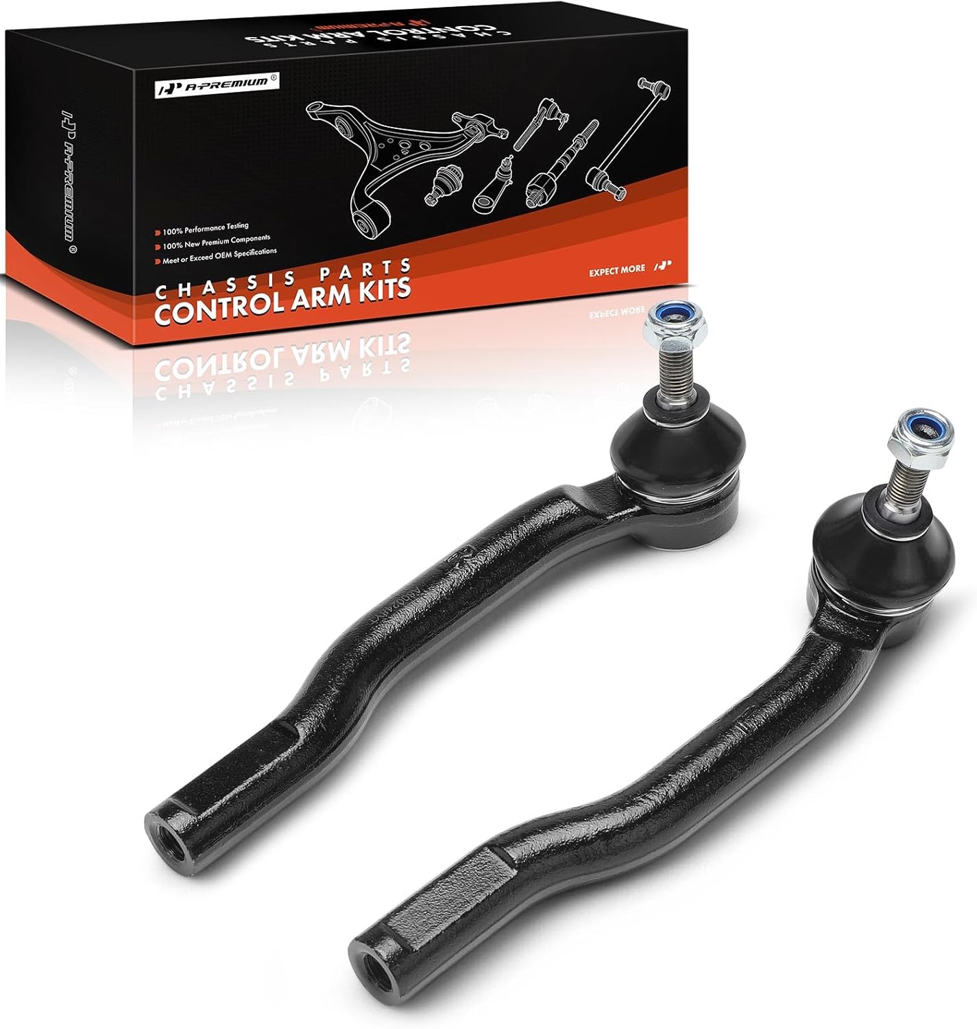 A-Premium 2 x Front Outer Tie Rod Ends, Compatible with Nissan Versa 2007-2012, Cube 2009-2014