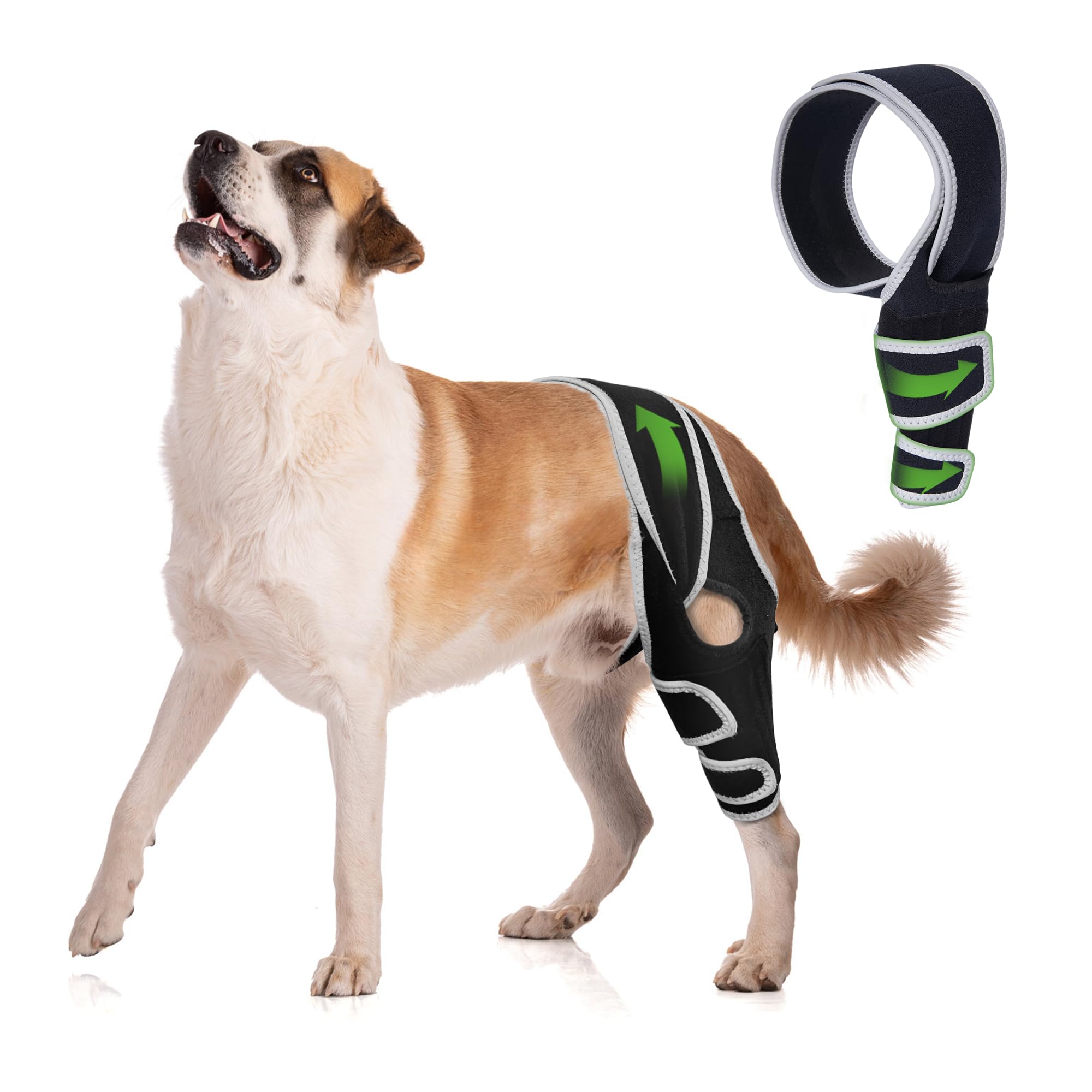 Rodillera para perros medianos, soporte de pierna ACL CCL con 6 estabilizadores de metal y correas reflectantes, ayuda a aliviar las molestias leves de la artritis y mejorar la movilidad, talla