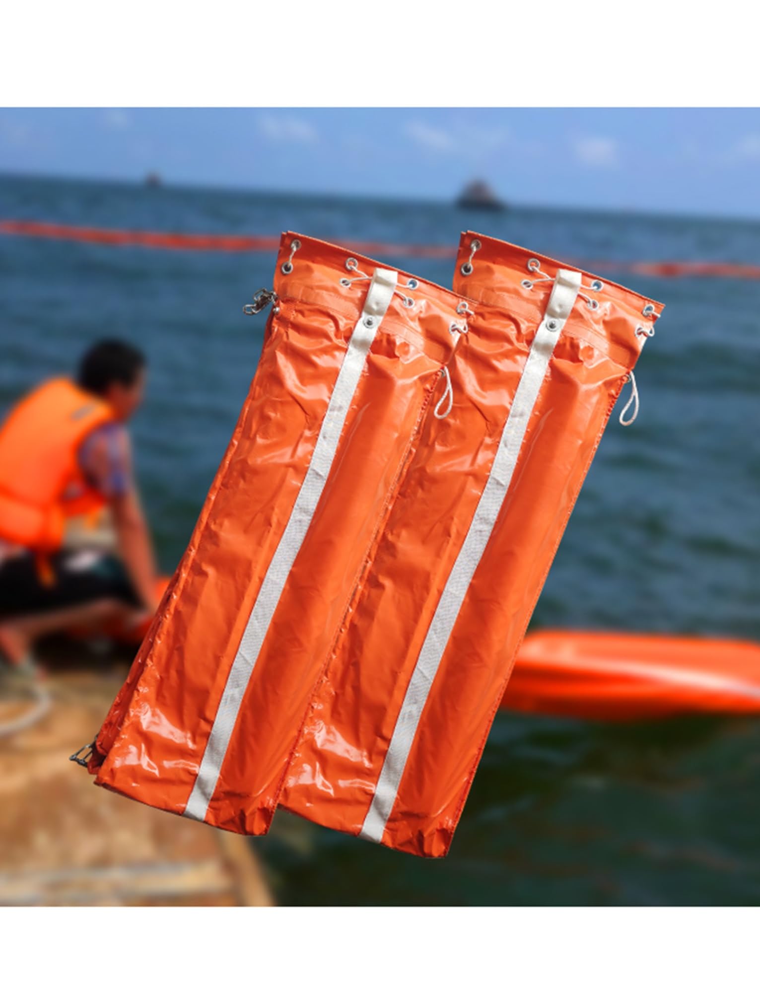 DUANHOZ Interception Barrier2 Pcs Heavy-Duty Floating Oil Boom for Oil Spills/Water Debris, Customizable PVC Oil Containment for Ports/Rivers/Marine, Install Oil Spill Containmen